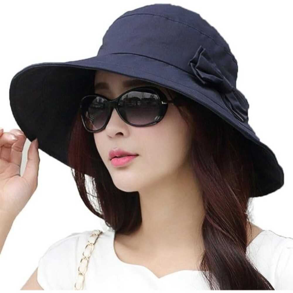 Comhats Packable L Cotton Sun Hat Bucket for Women UV Protection Wide Brim
